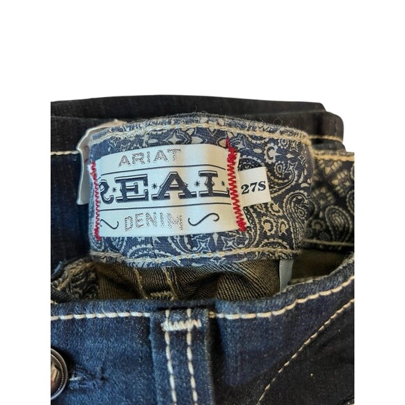 Ariat Real Jeans Mid Rise Chainlink Bootcut Womens Sz 27 Short  Dark Blue 2450 - Picture 4 of 7
